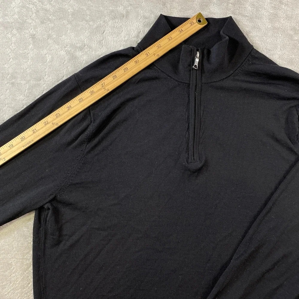 Brooks Brothers Brookstech Quarter Zip Pullover Sweater Men XL Merino Wool Black